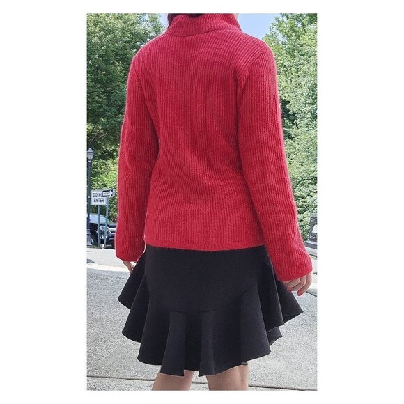 YVES SAINT LAURENT Vintage Red Metallic Rib Knit Turtleneck Sweater - Picture 5 of 10